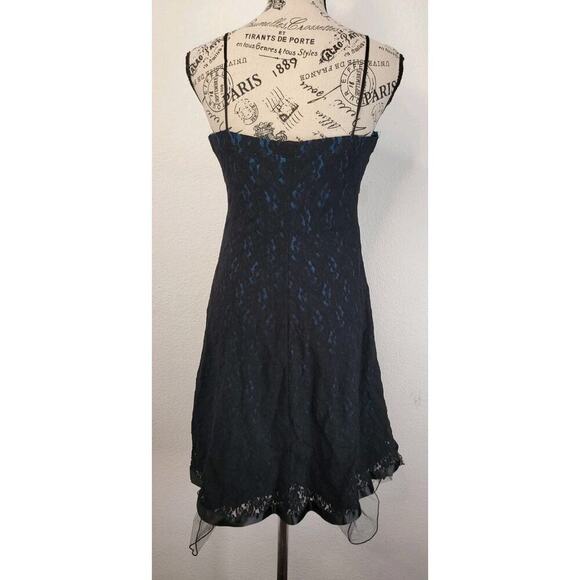 VTG City Triangles Dress Large Black Lace Bow Spaghetti Straps Y2K Fairy Grunge - Picture 5 of 9